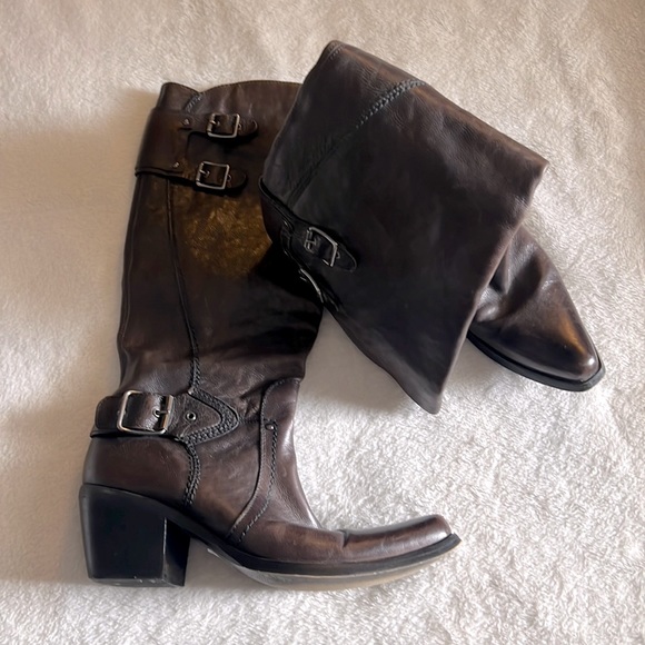 Brown Italian leather boots size 9 - Picture 1 of 7